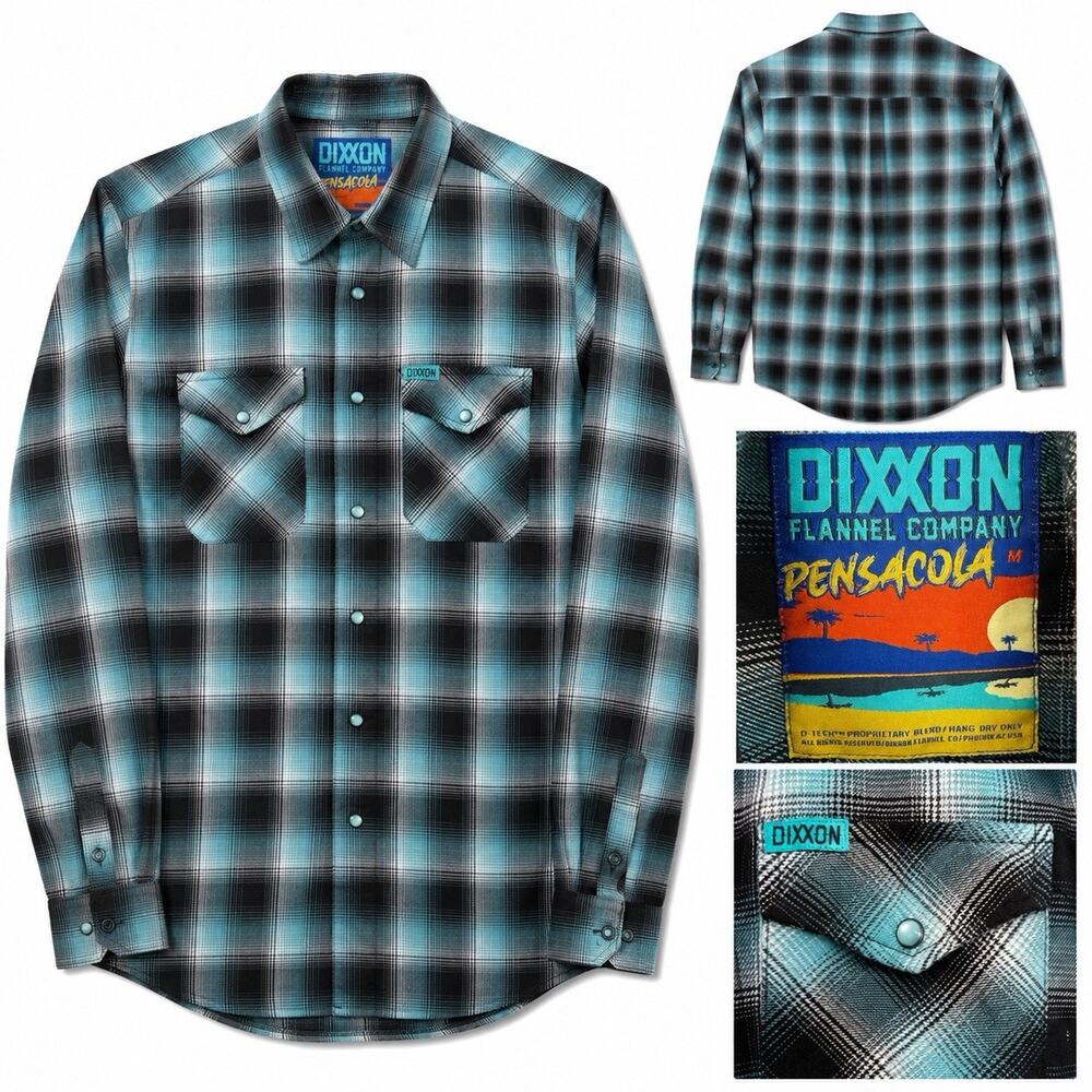 Dixxon Flannel Company M Pensacola Teal Blue Pearl Snap Flannel Shirt Lumberjack